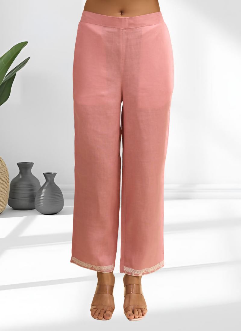 Joban Fashion Pink Linen Embroidered Readymade Cord Set - Distacart