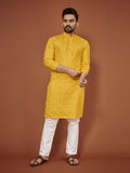 Anaita Yellow Embroidered Cotton Straight Kurta