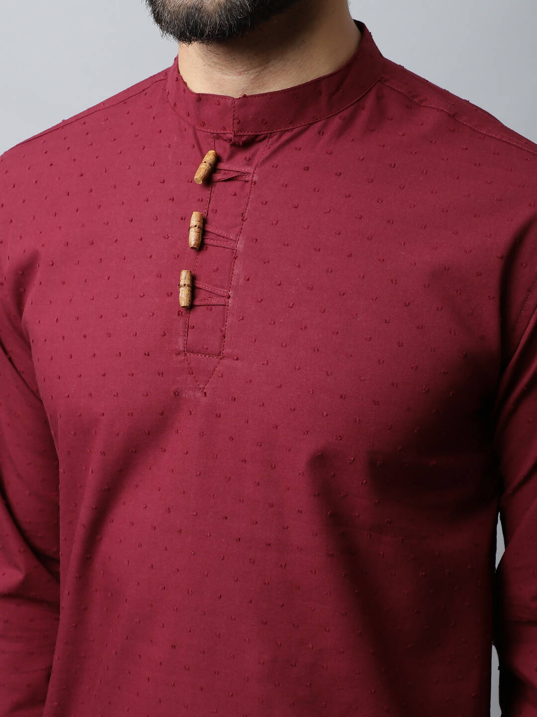 Even Apparels Maroon Color Pure Cotton Men's Kurta With Side Placket (SLD1182) - Distacart