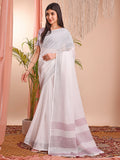 Shree Shyam Fashion The White Loom White Linen Cotton Saree