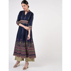 Cheera Women's Hand Block Print Ghagra Style Anarkali Kurta (CH036K)
