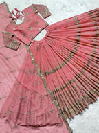 Jyoti Fashion Women's Baby Pink Faux Georgette 5MM Sequins with Zari Embroidered Designer Lehenga Choli Set