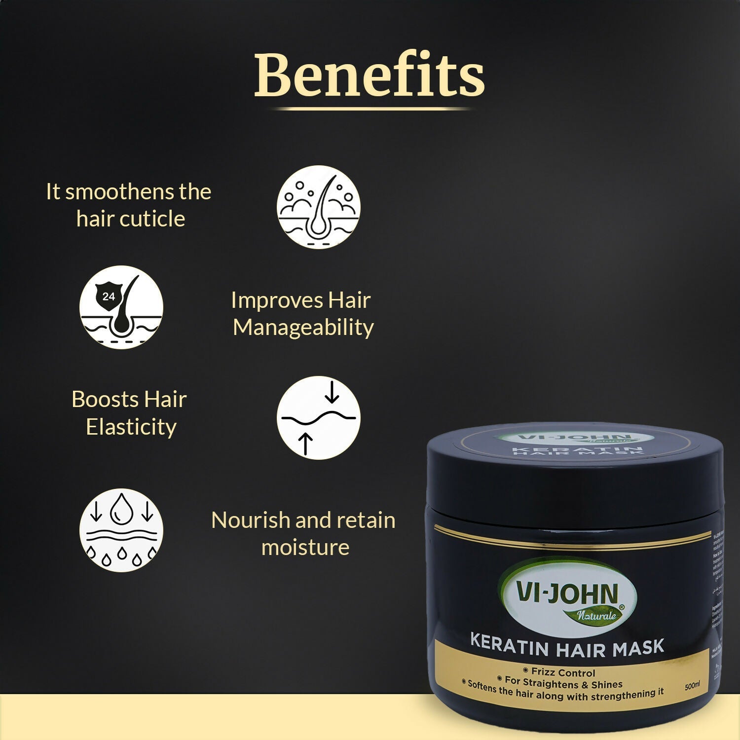 VI-JOHN Naturale Keratin Hair Mask for Friz Controal, Straightens & Shines