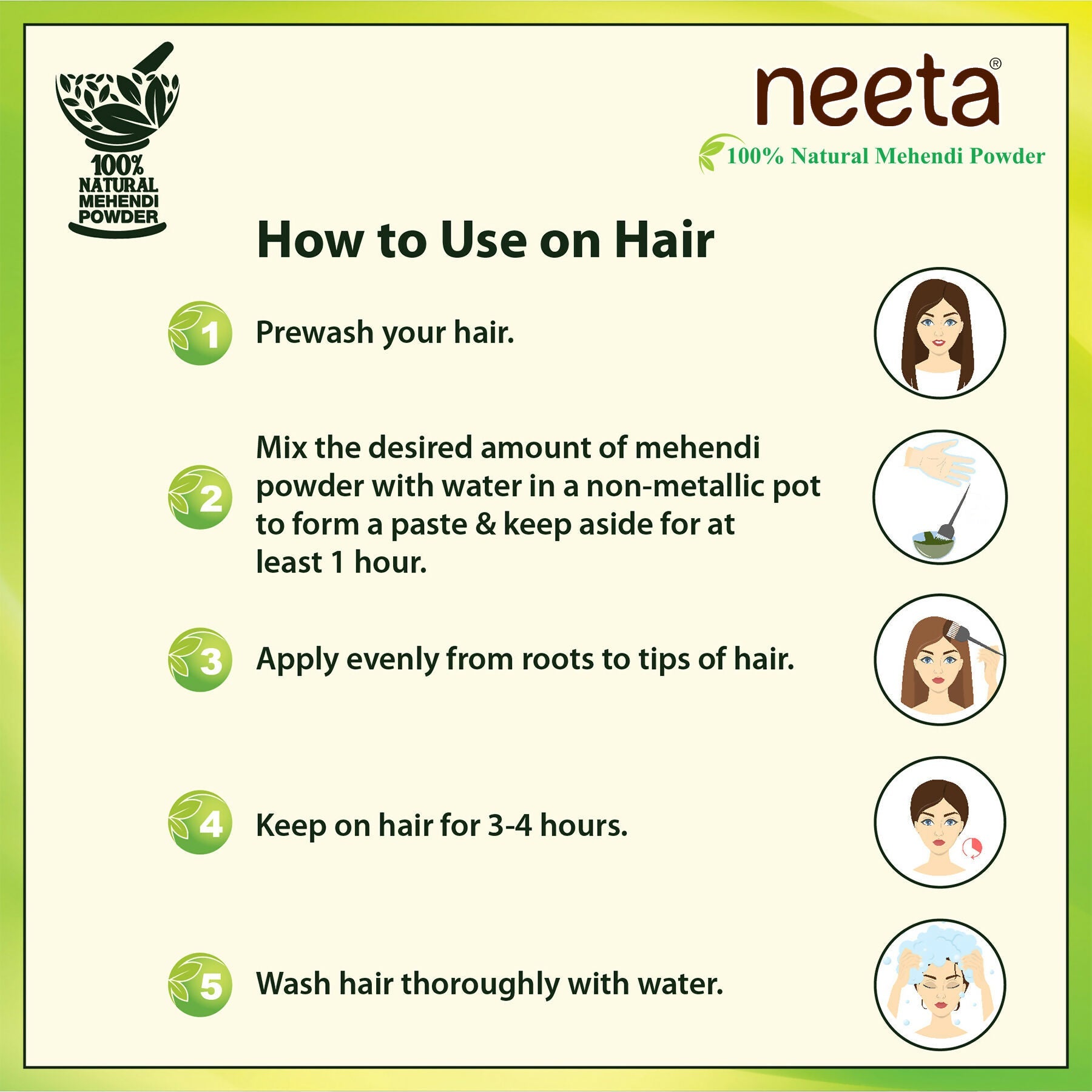 Neeta 100% Natural Henna Powder For Hair Colour And Growth|Rich Brown Shades