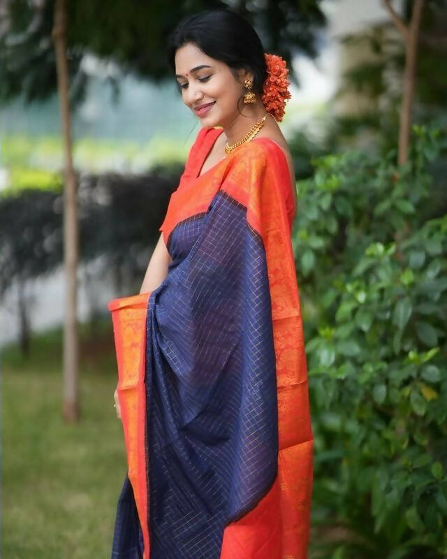 DEIANA'S Beautiful Designer Golden zari Soft Lichi Silk Saree - Purple