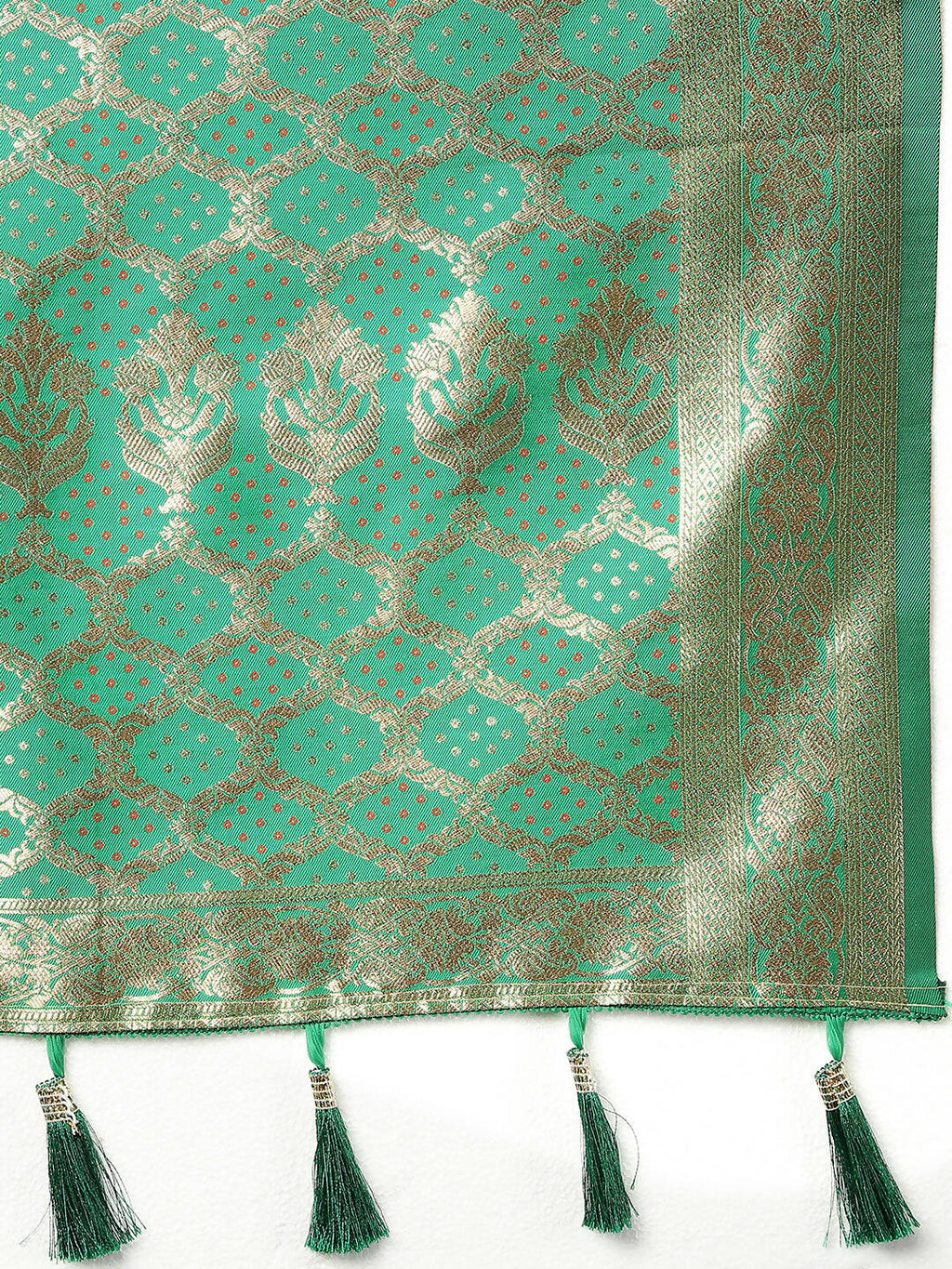 Lorenvalley Fashion Wine & Green Patola Silk Woven Design Meenakari Weaving Saree