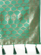 Lorenvalley Fashion Wine & Green Patola Silk Woven Design Meenakari Weaving Saree