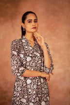 Joban Fashion Black Floral Hand Block Printed Cotton Kurta Pant Set - Distacart