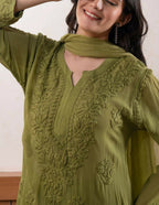 Joban Fashion Green Kurta Set Georgette Embroidery Sequence Work - Distacart