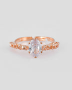 VOJ white CZ-detail Stainless Steel Cubic Zirconia Gold-Polished adjustable finger Ring