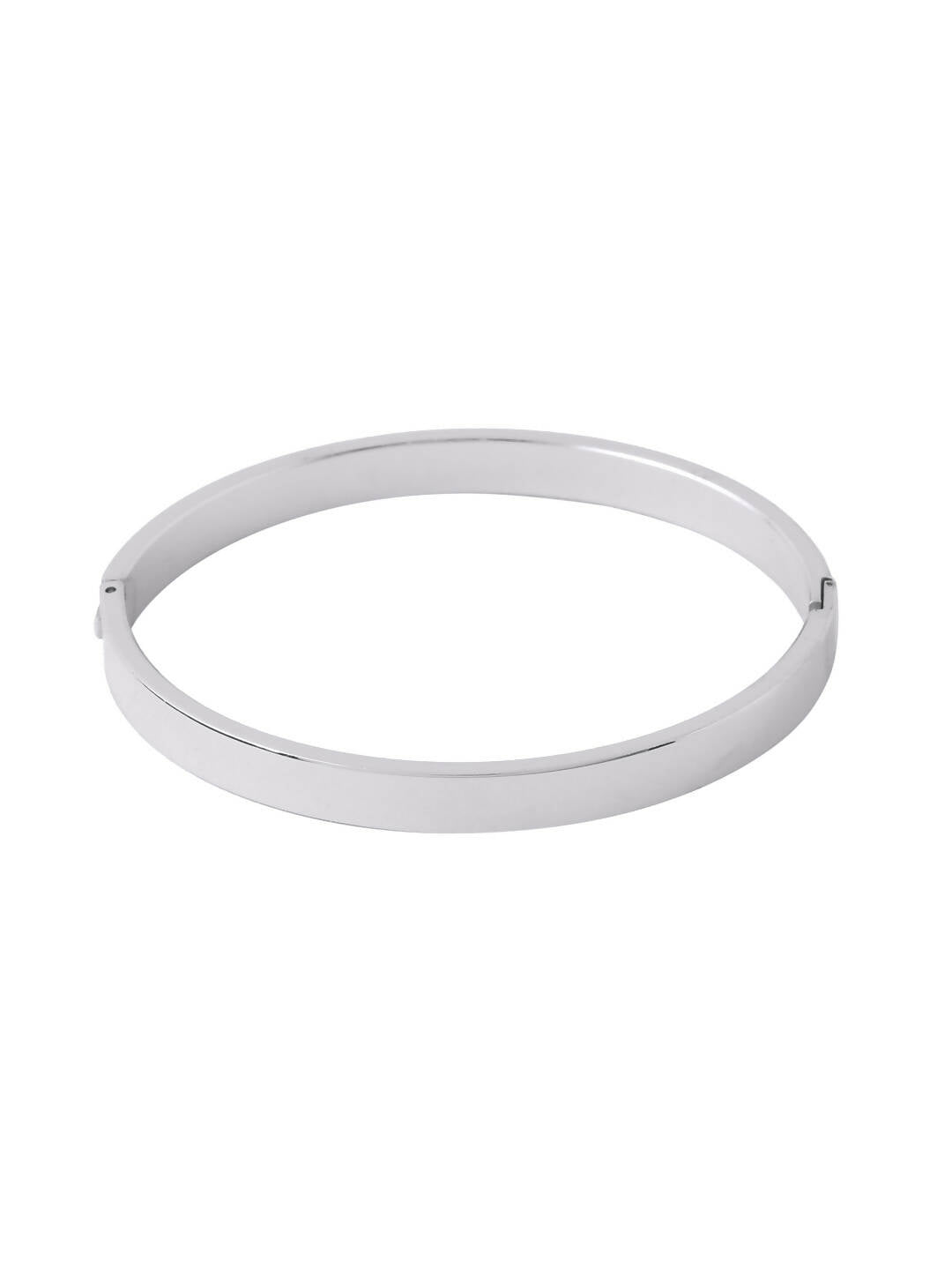 NVR Men's Silver Metal Interlock Kada Bracelet - Distacart