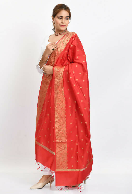 Mominos Fashion Moeza Women's Banarsi Silk Woven Design Red Dupatta - Distacart