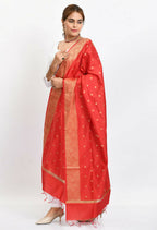 Mominos Fashion Moeza Women's Banarsi Silk Woven Design Red Dupatta - Distacart