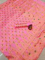 DEIANA'S Beautiful Designer Golden zari Soft Lichi Silk Saree - Peach
