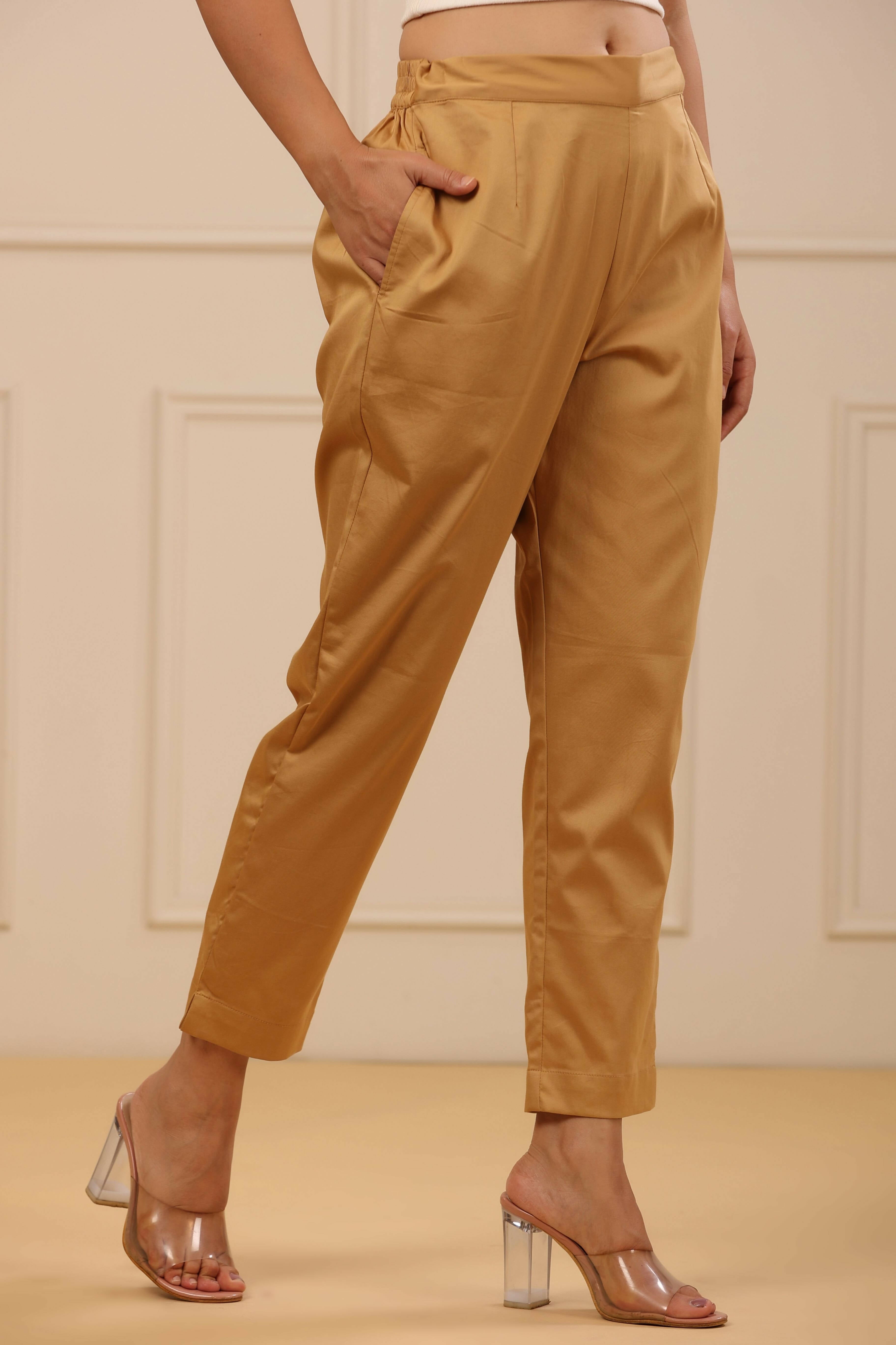 Juniper Women's Beige Solid Straight Slim Pant - Distacart