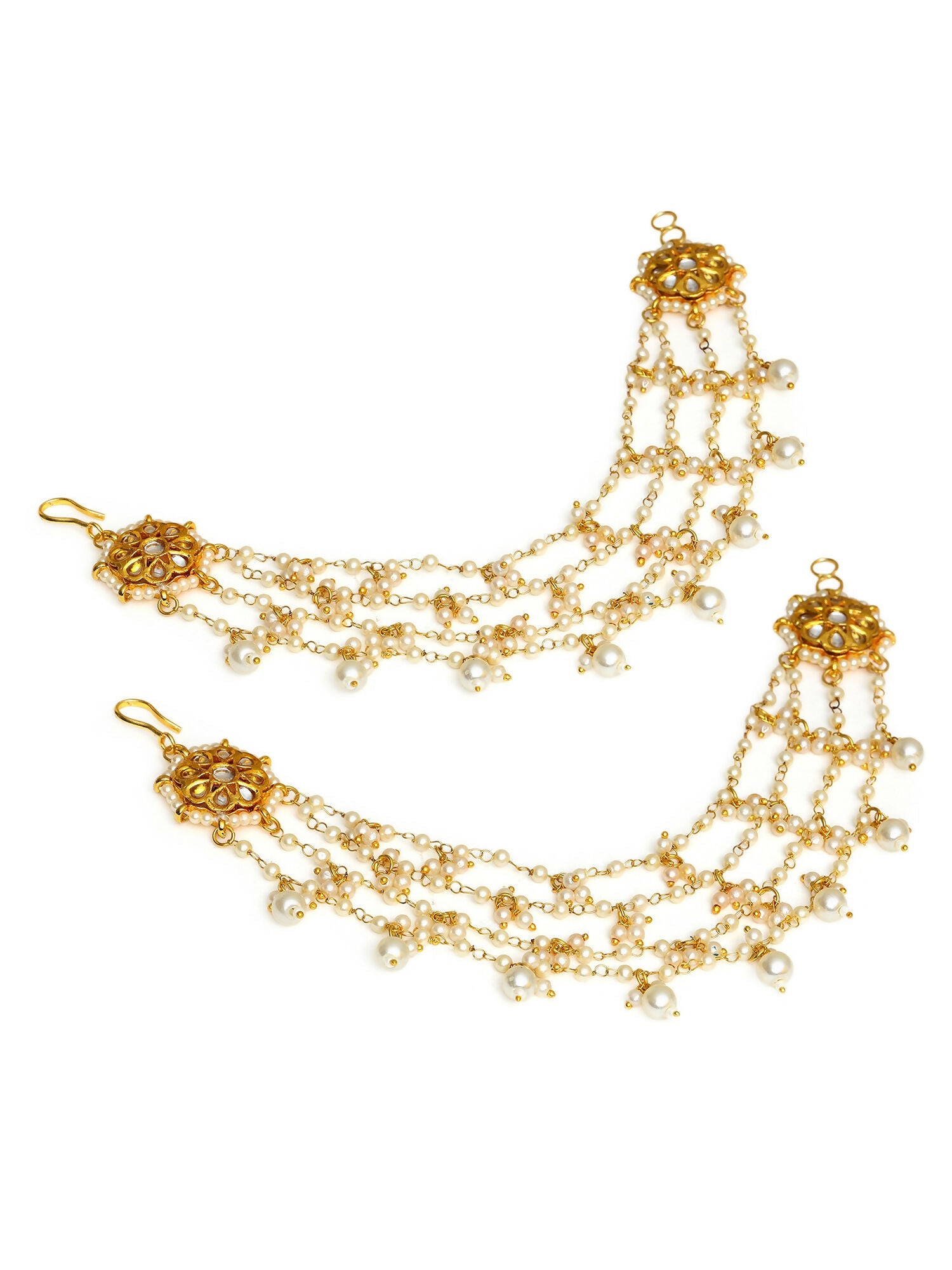 Ruby Raang Gold Kundan and Pearl Chain (set of 2)