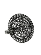 NVR Women's Oxidised Silver Plated Adjustable Finger Ring