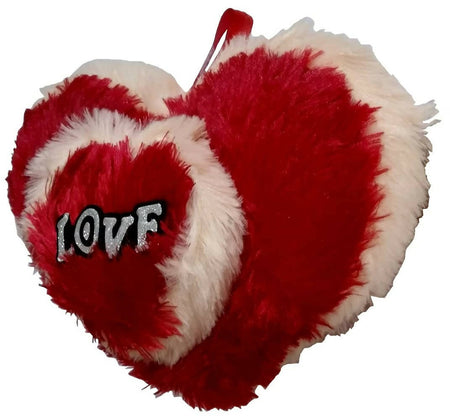 Red & Milky Love Heart Shape Pillow (Fur) Cushion