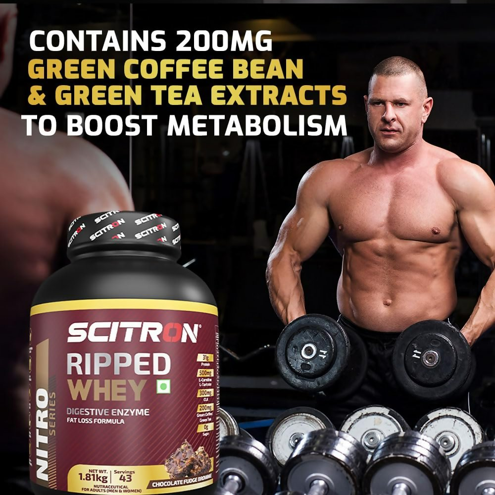 Scitron Ripped Whey Protein Powder Flavor Chocolate Fudge Brownie - Distacart