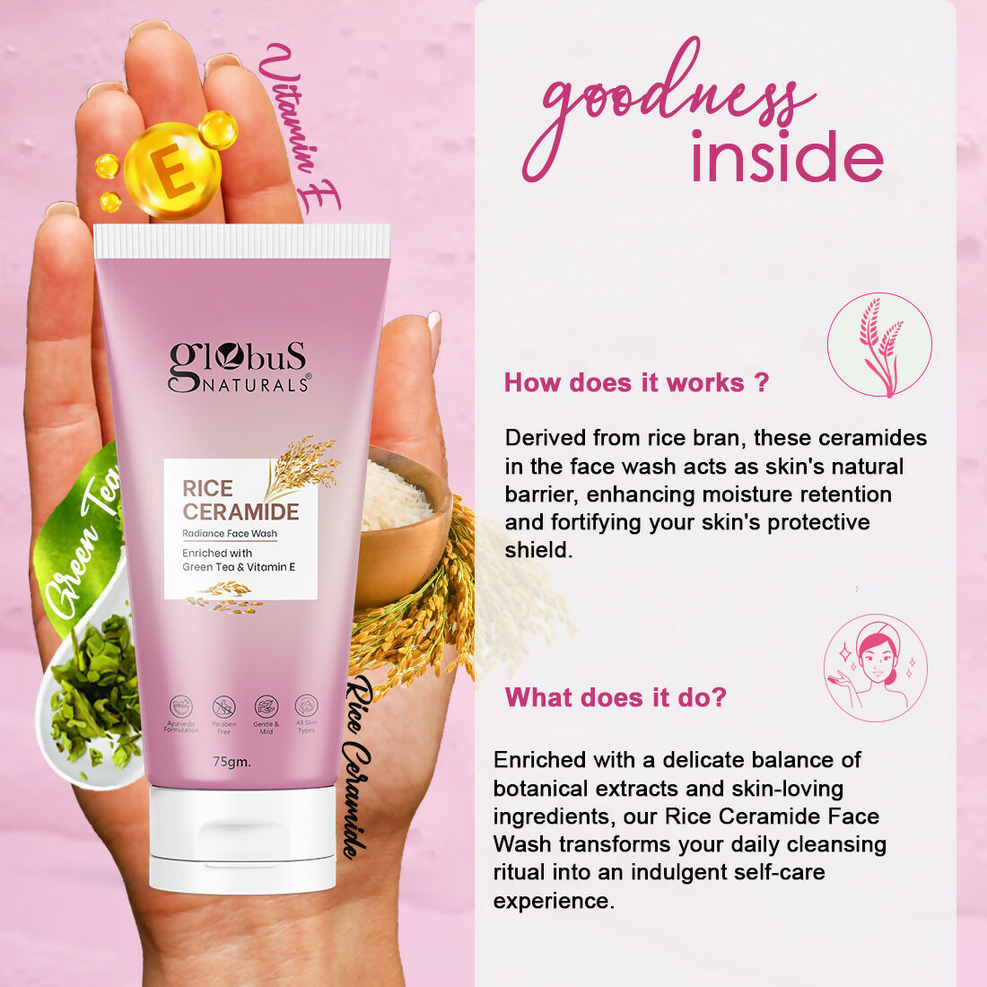 Globus Naturals Rice Ceramide Face Wash - Distacart