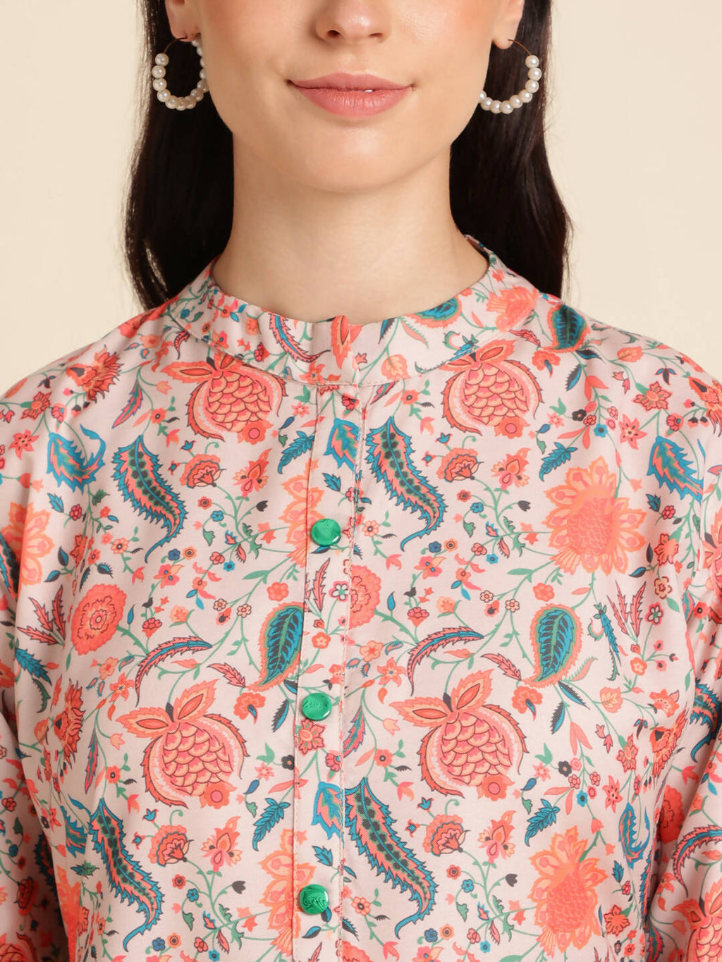 Orange Poly Rayon Digital Printed A-line Top - Tarini