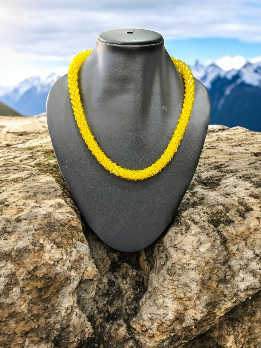 Inhanns Noor-E-Jalwa – Handmade Crystal Bead Necklace -Adjustable - Yellow Only Necklace