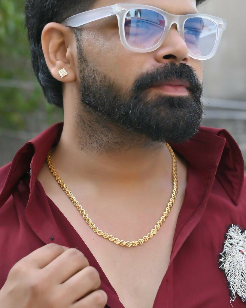 VOJ Gold-Polished Designer Contemporay Chain For Men