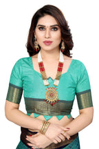 Vamika Weaving Rama Green Cotton Silk Saree - Distacart