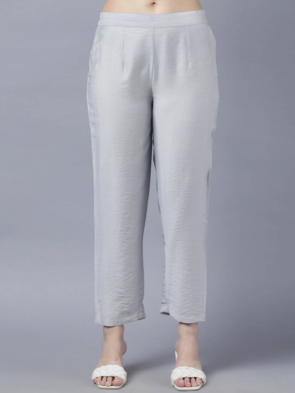 Myshka Stylish Grey Viscose 3/4 Sleeve Women's Kurta Pant Set - Distacart