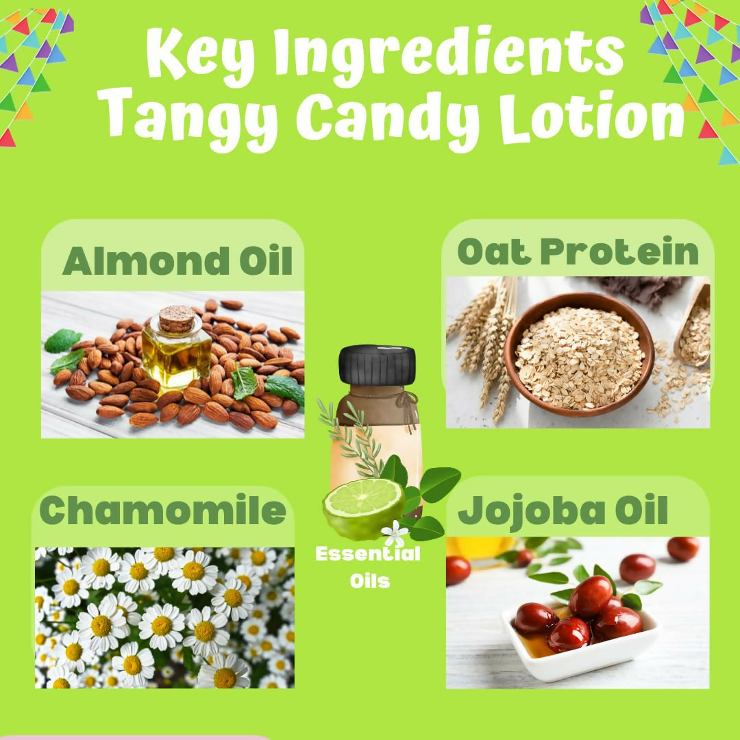 Puddles Organic Tangy Candy Lotion For Kids with Almond Oil, Kokum Butter & Natural Fruit Extracts for Happy Skin & Soften Dry Skin