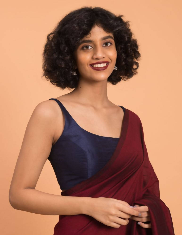 Suta Purple Maroon Colourblocked Cotton Acrylic Saree - Distacart