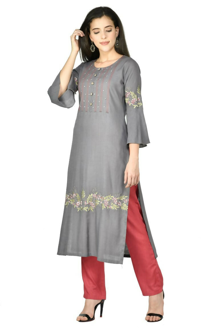 Joban Fashion Grey Cotton Rayon Kurta Set