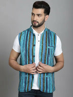 Even Apparels Nehru Jacket With Welt Pockets - Blue