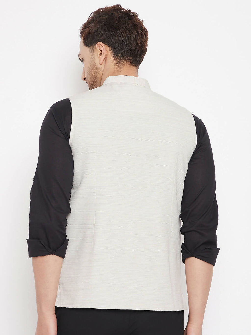 Even Apparels Cream Merino Men Woven Nehru Jacket BF504 - Distacart
