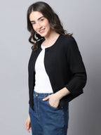 Even Apparels Black Linen Cotton Open Front Statement Women's Jacket - Distacart