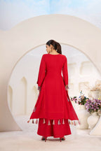 The52 Women's Gorgeous Rayon Fabric Thread Work Straight Kurta Palazzo Set - Distacart