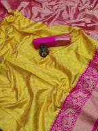 DEIANA'S Beautiful Designer Golden zari Soft Lichi Silk Saree - Yellow