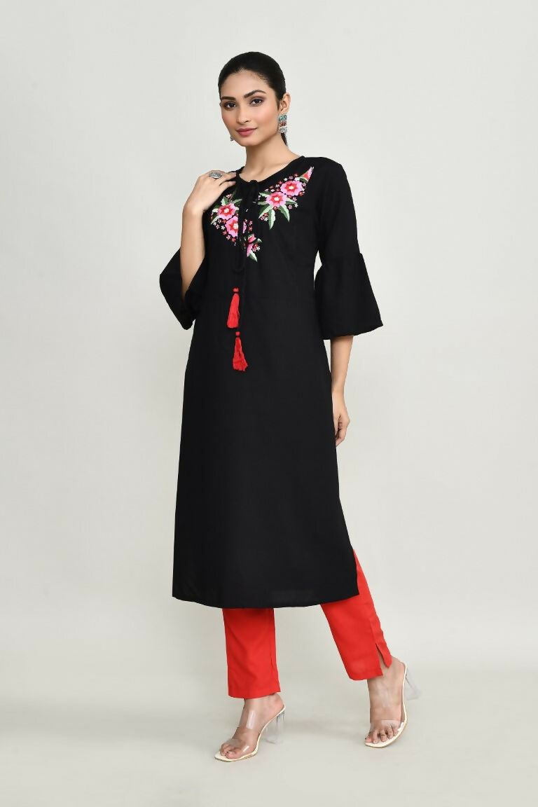 Joban Fashion Black Rayon Kurta Set