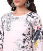 Vamika Cream French Crepe Printed Party Wear/Casual Wear Kurti - Distacart