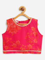 Ahalyaa Pink Organza Digital Print Kids Lehenga Choli For Girls