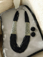 Inhanns Saree Shobha Statement Necklace & Earring Set - Black