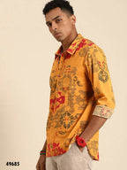 Mustard Men Pure Cotton Relaxed Opaque Printed Casual Resort Shirt - Mahotsav