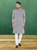 Even Apparels Men's Pure Cotton Grey Kurta