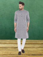 Even Apparels Men's Pure Cotton Grey Kurta