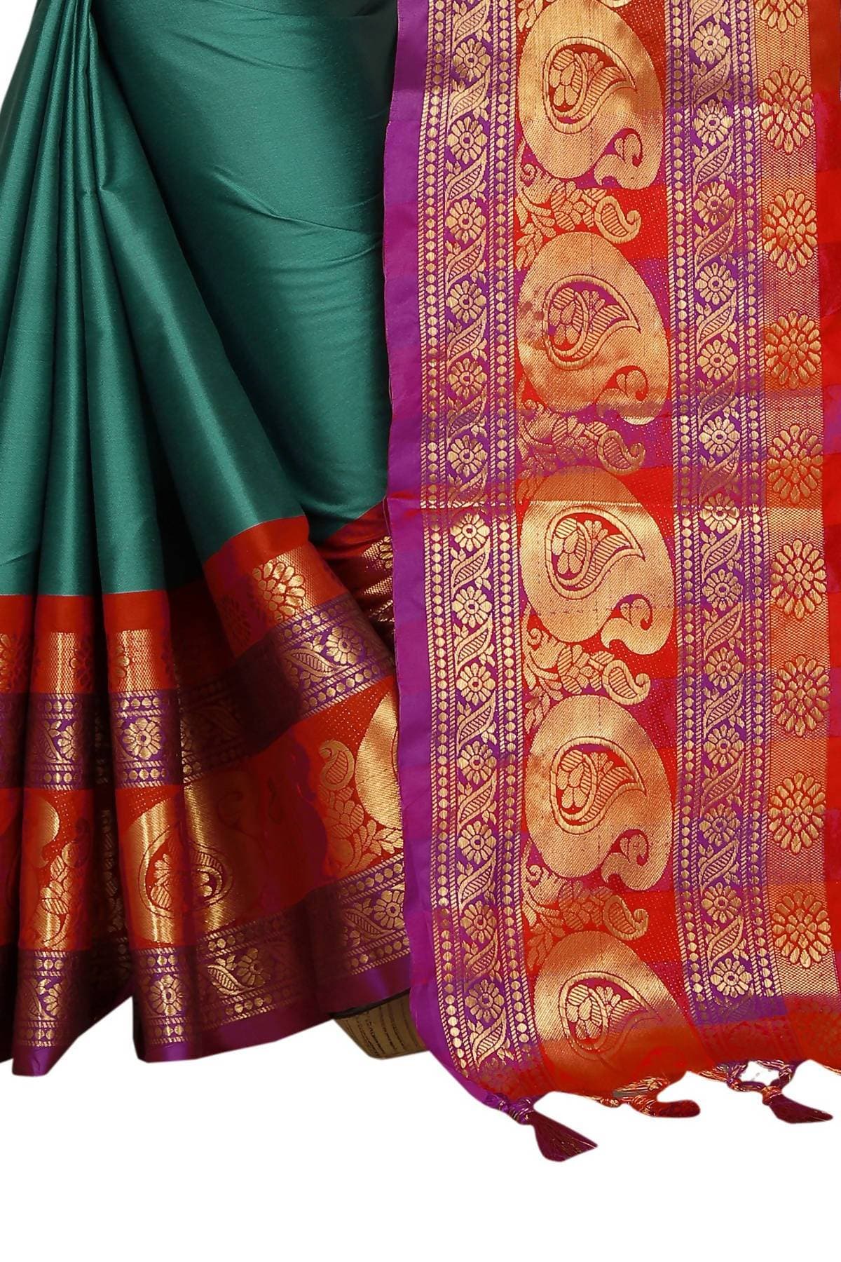 Vamika Banarasi Silk Rama Green Weaving Saree