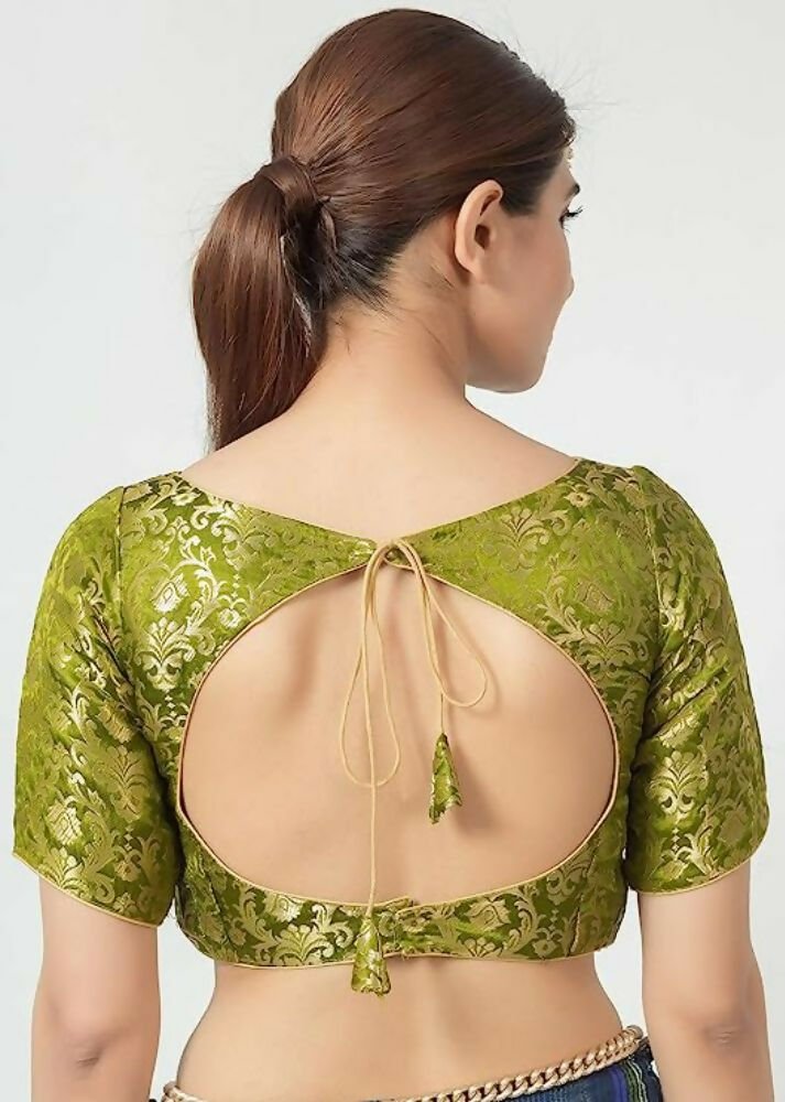 Amodini Designer Studio Women's Banarsi Brocade Heena Green Blouse