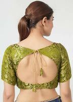 Amodini Designer Studio Women's Banarsi Brocade Heena Green Blouse