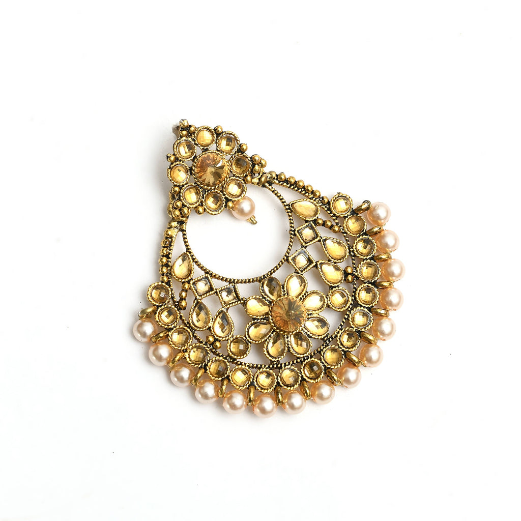 Mominos Fashion Johar Kamal Golden And White Beaded Earrings - Distacart