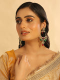 Nuyug 22K Gold Plated Crescent Kundan Drop Green Stone Chandbali Earrings - Distacart
