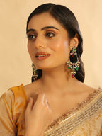 Nuyug 22K Gold Plated Crescent Kundan Drop Green Stone Chandbali Earrings - Distacart